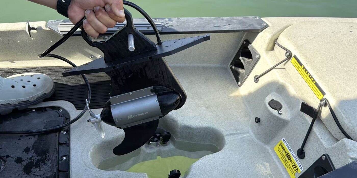 Hydrova YAK-1 750W electric kayak motor for fishing kayaks, SUPs, inflatables and small boats